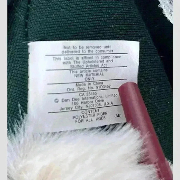 Dan Dee vintage Plush Bear White With Green‎ Overcoat - Picture 9 of 10